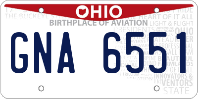 OH license plate GNA6551