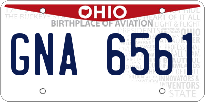 OH license plate GNA6561