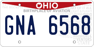 OH license plate GNA6568