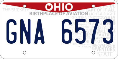 OH license plate GNA6573