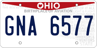 OH license plate GNA6577