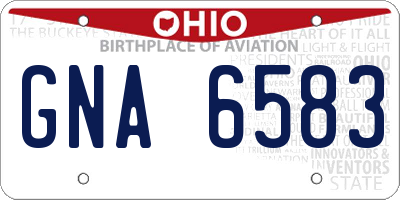 OH license plate GNA6583