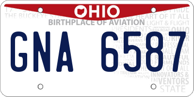 OH license plate GNA6587
