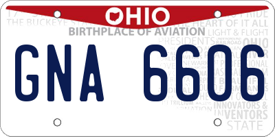 OH license plate GNA6606