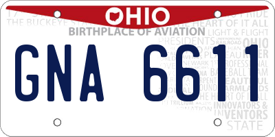 OH license plate GNA6611