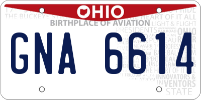 OH license plate GNA6614