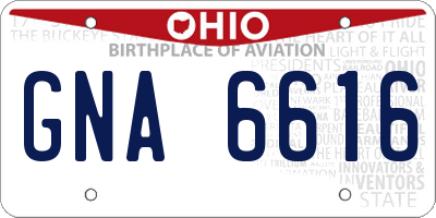OH license plate GNA6616
