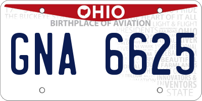 OH license plate GNA6625