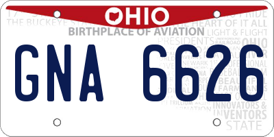 OH license plate GNA6626