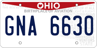 OH license plate GNA6630