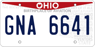 OH license plate GNA6641