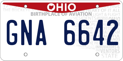 OH license plate GNA6642