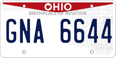 OH license plate GNA6644