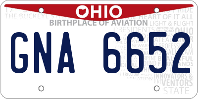 OH license plate GNA6652
