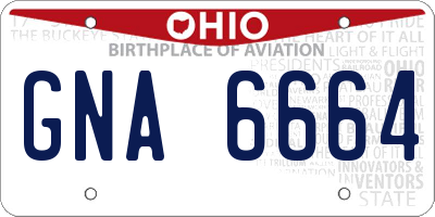 OH license plate GNA6664