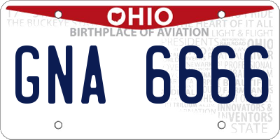 OH license plate GNA6666