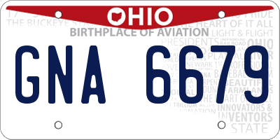 OH license plate GNA6679