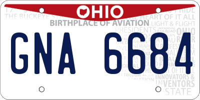OH license plate GNA6684