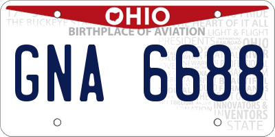 OH license plate GNA6688