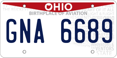 OH license plate GNA6689