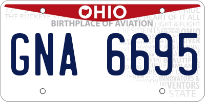OH license plate GNA6695