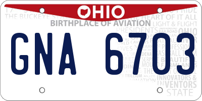 OH license plate GNA6703