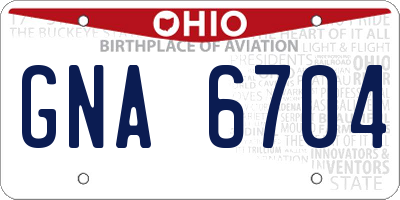 OH license plate GNA6704