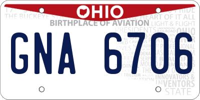 OH license plate GNA6706