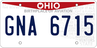 OH license plate GNA6715