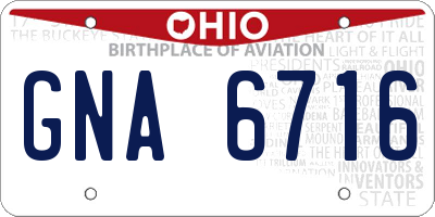OH license plate GNA6716
