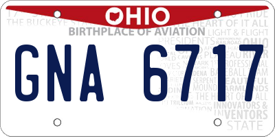 OH license plate GNA6717