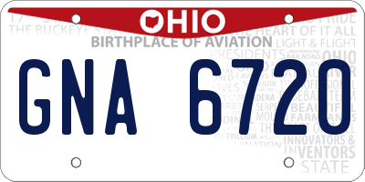 OH license plate GNA6720
