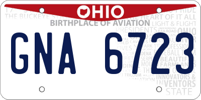 OH license plate GNA6723