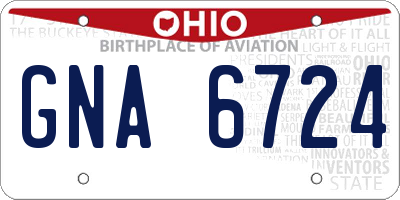OH license plate GNA6724
