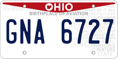 OH license plate GNA6727