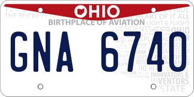 OH license plate GNA6740