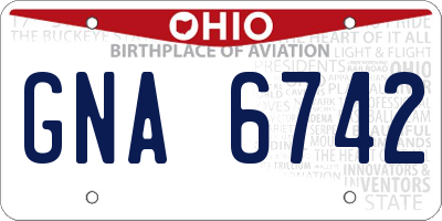 OH license plate GNA6742