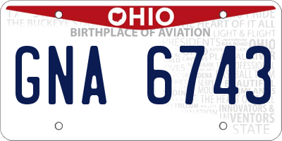 OH license plate GNA6743