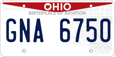 OH license plate GNA6750