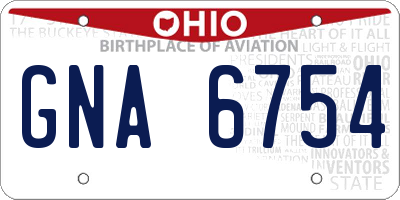 OH license plate GNA6754