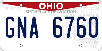 OH license plate GNA6760
