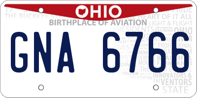 OH license plate GNA6766