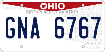 OH license plate GNA6767