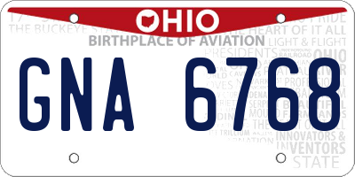 OH license plate GNA6768