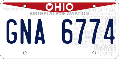 OH license plate GNA6774