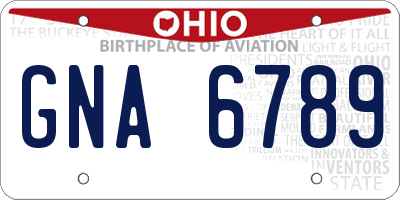 OH license plate GNA6789