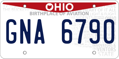 OH license plate GNA6790