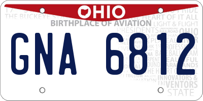 OH license plate GNA6812