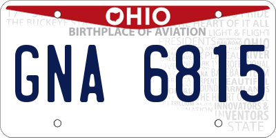 OH license plate GNA6815