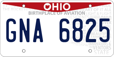 OH license plate GNA6825